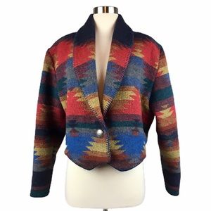 Rhonda Stark Southwestern Style Wool Blend Coat L